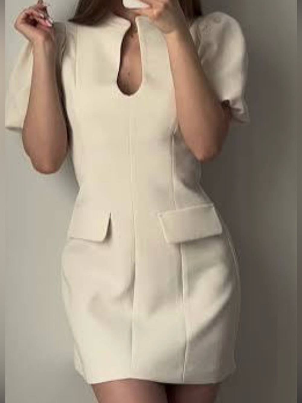 ZARA Cream Puff-Sleeve Dress